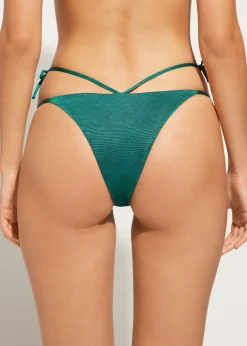 Brazilian Lame Side-Tie Bikini Bottoms Hollywood