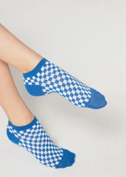 Check Print No-Show Socks